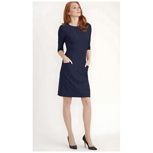 Joseph Ribkoff Midnight Blue Chain-Link Knee-length Dress POCKETS Women's 12